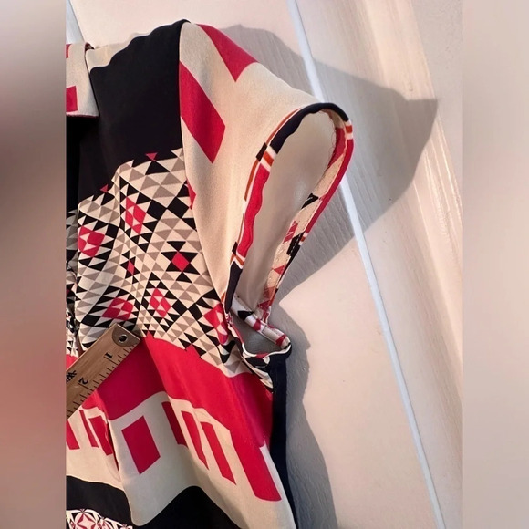 VILAGALLO Spanish Silk Stretch Horizontal Print Shirt Dress Sz 38 US 6 NEW COND - Picture 15 of 16